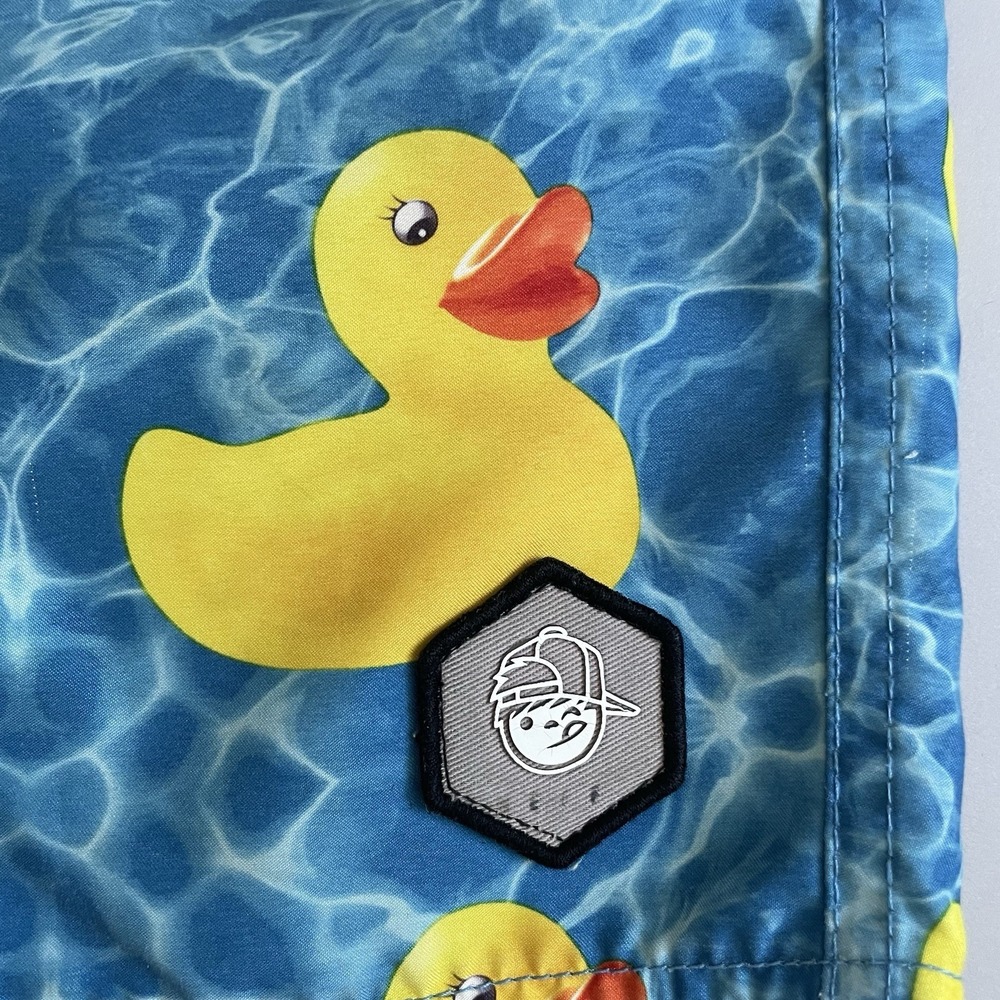 Neff Men's Swim Trunks Medium Rubber Duck Print Blue Yellow Board Shorts M - Picture 3 of 10
